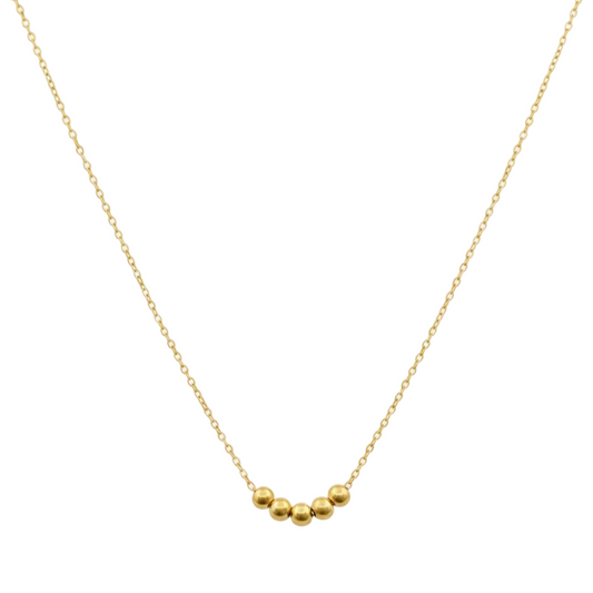 18k Gold 5 Ball Necklace