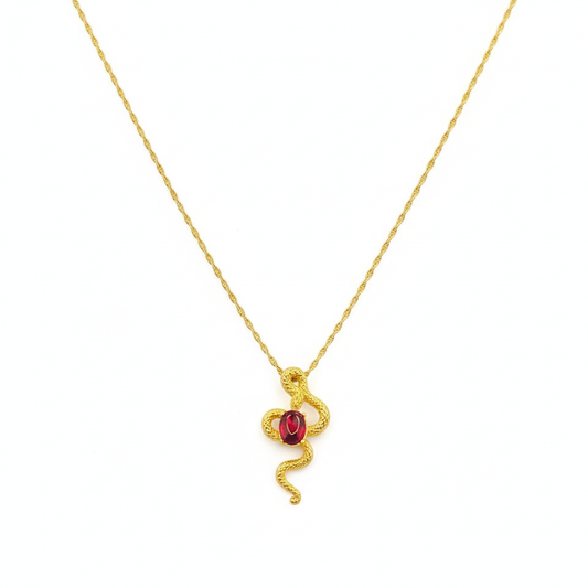 18k Gold Red Dragon Necklace