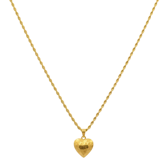 18k Gold Heart Stripe Necklace