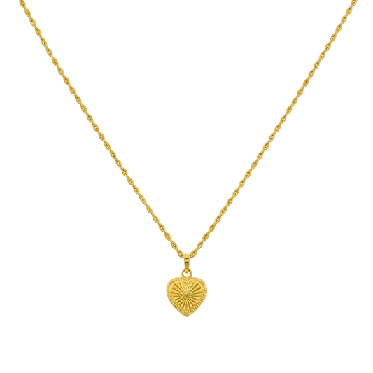 18k Gold Heart Lines Necklace