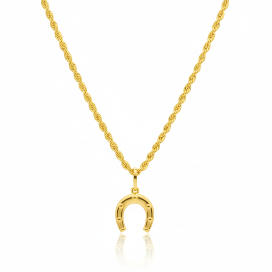 18K Real Gold Horseshoe Necklace