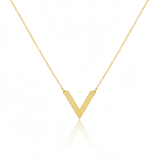18K Real Gold Customized V Necklace