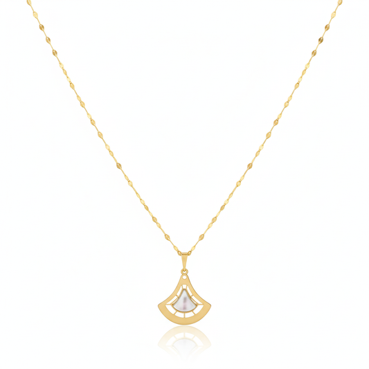 18K Real Gold White Droplet Necklace