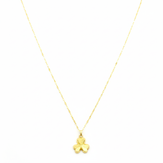 18K Real Gold 3 Petal Necklace