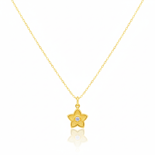 18K Real Gold Star Dot Necklace