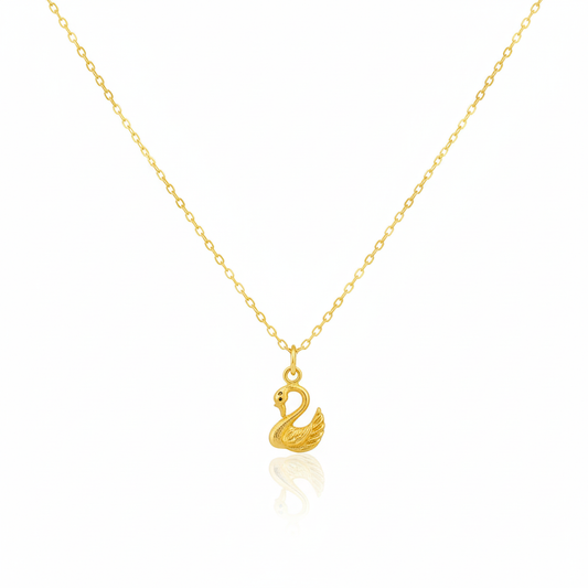 18K Real Gold Swan Necklace
