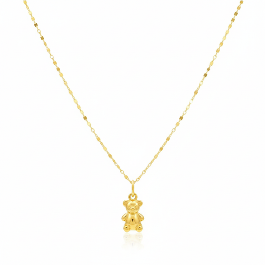 18K Real Gold Teddy Necklace