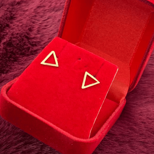 18k Real Saudi Gold Triangle Earring 083 - Embellish Gold
