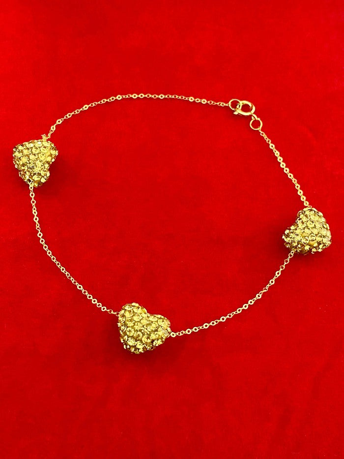 18K Real Gold Swarovski Heart Bracelet Gold - Embellish Gold