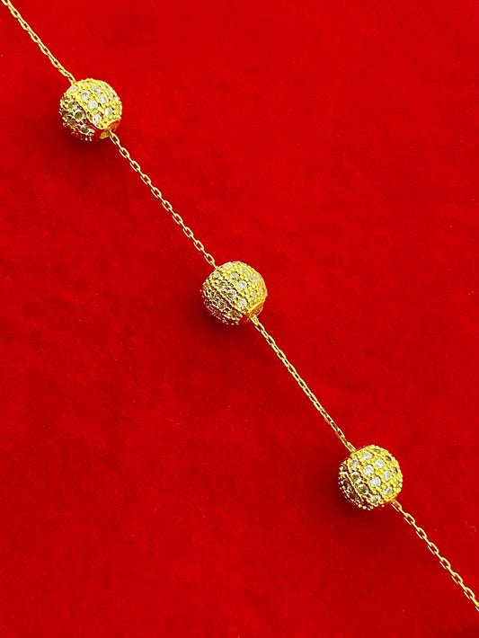 18K Real Gold 5 Brass Ball Bracelet - Embellish Gold