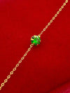 18K Real Gold Single Green Zircon Stone Bracelet - Embellish Gold