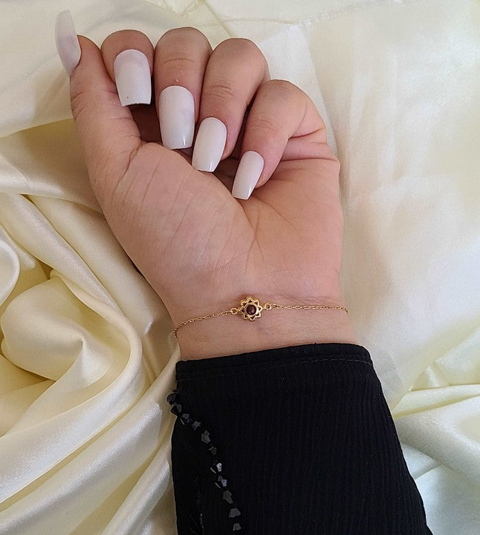 18K Real Gold Red Dragon Eye bracelet - Embellish Gold