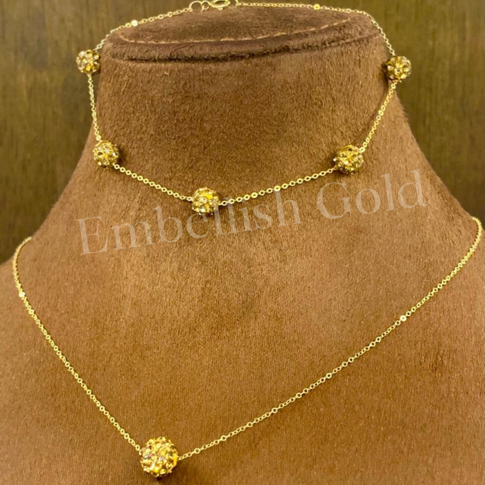 18K Real Saudi Golden Necklace And Bracelet Set 140 - Embellish Gold