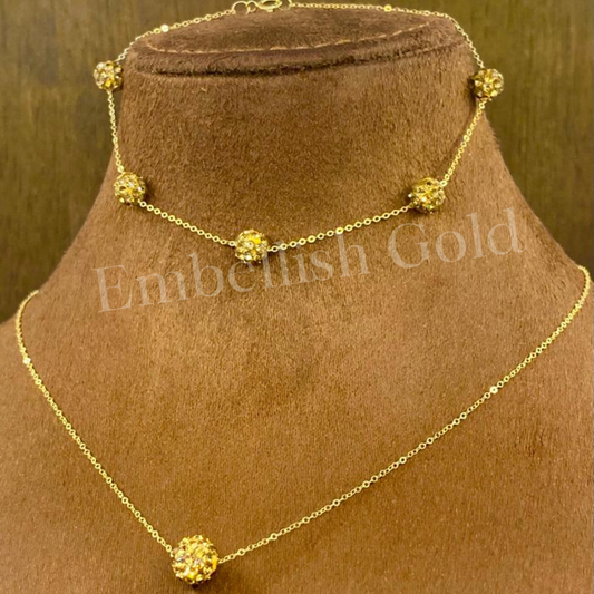 18K Real Saudi Golden Necklace And Bracelet Set 140 - Embellish Gold