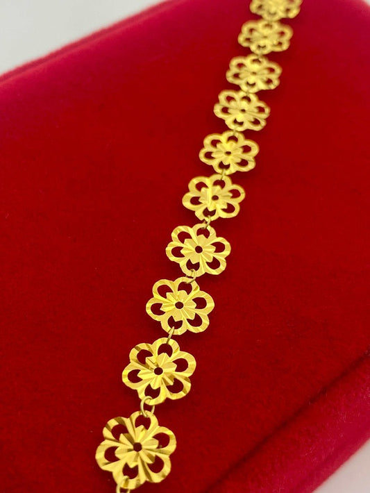 18K Real Gold 16 flower bracelet - Embellish Gold