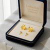 18k Real Gold 3 Petal Earrings