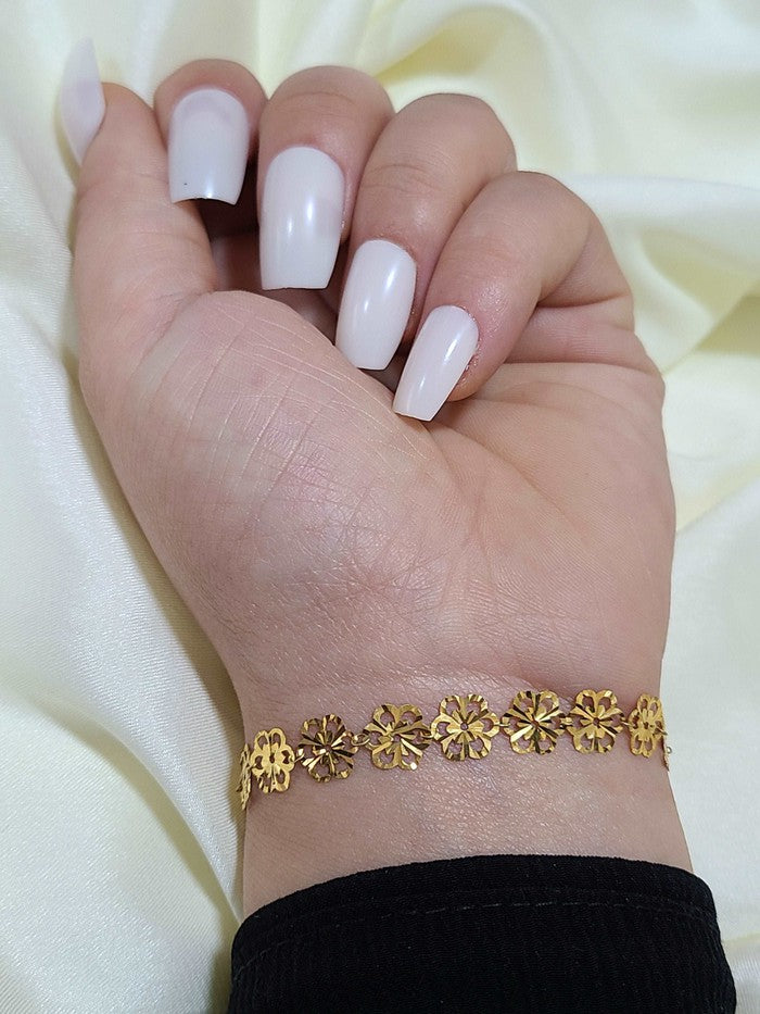18K Real Gold 16 flower bracelet - Embellish Gold