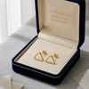 18K Real Gold Hollow Triangle Earrings