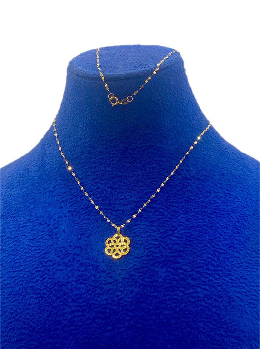 18k Real Gold Flower Bracelet & Necklace with Mirror Chain Set - Embellish Gold