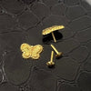 18k Real Saudi Gold Butterfly Screw Earrings 054