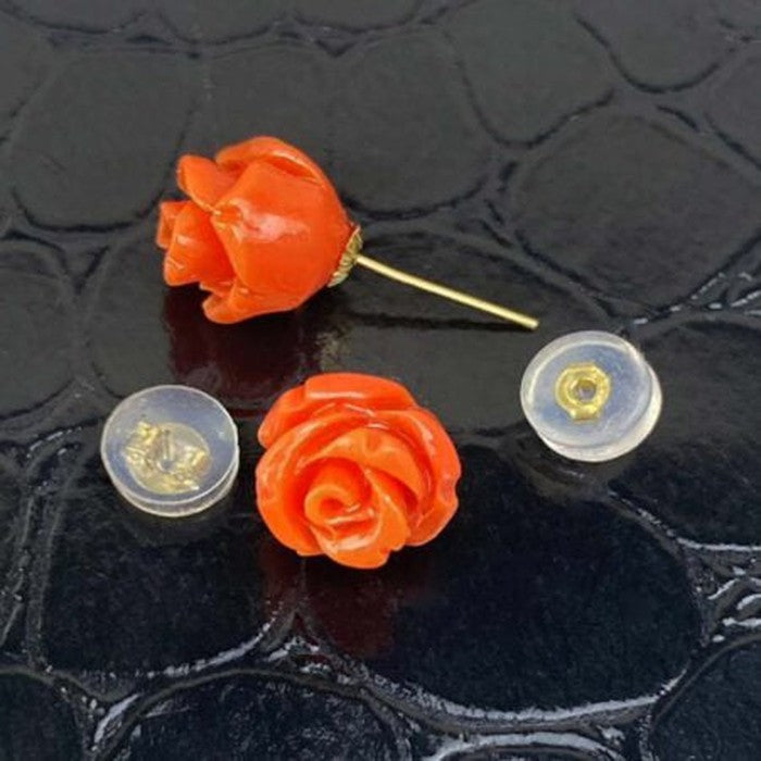 18k Real Saudi Gold Orange Flower Earrings 076