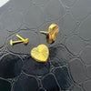 18k Real Saudi Gold Heart Screw Earrings 044