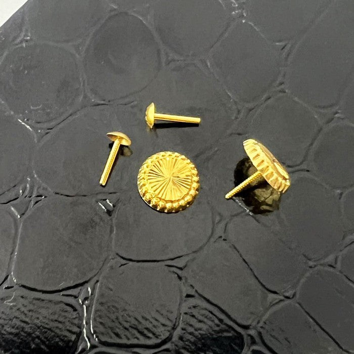 18k Real Saudi Gold Nail Screw Earrings 047