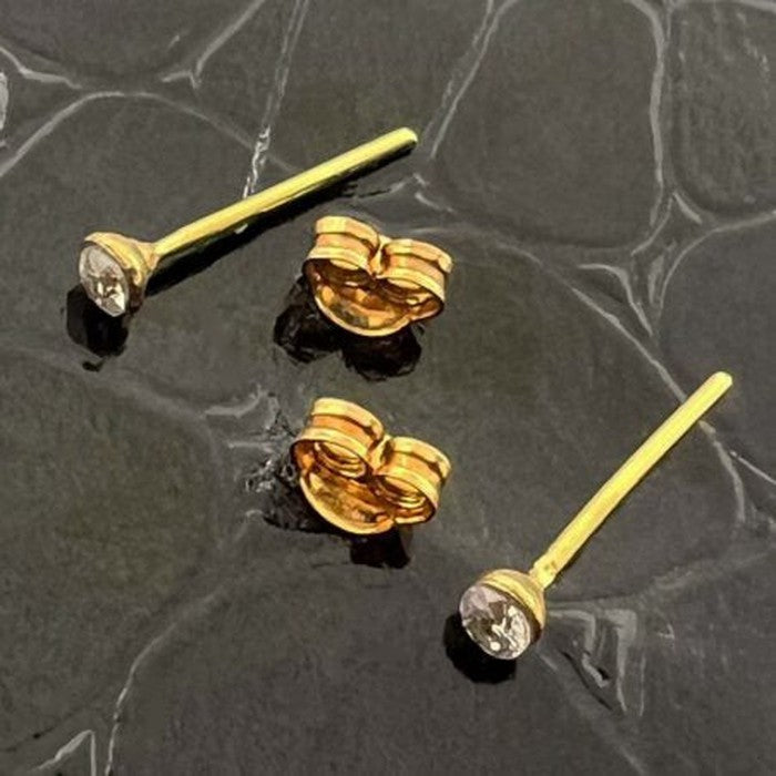 18k Real Saudi Gold Solitaire Earrings 073