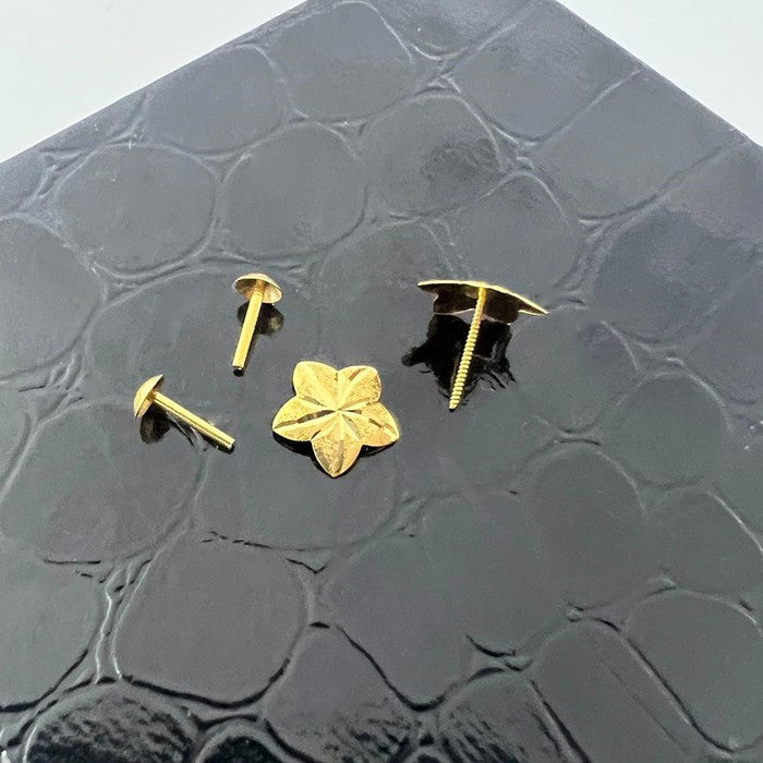 18k Real Saudi Gold Starfish Screw Earrings 042