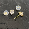 18k Real Saudi Gold Zircon Stone Earrings 064