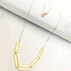18K Real Gold 5 Paper Clip Pendant Necklace 014