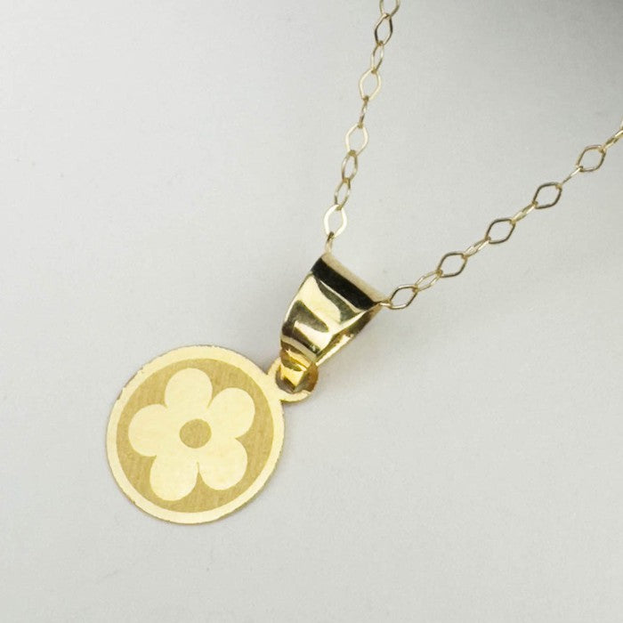 18K Real Saudi Gold Sunflower Necklace 042