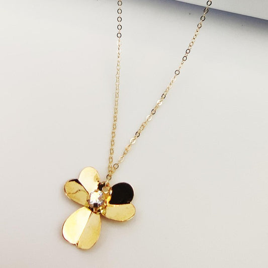 18K Real Saudi Gold Frivole Flower Necklace 018 - Embellish Gold