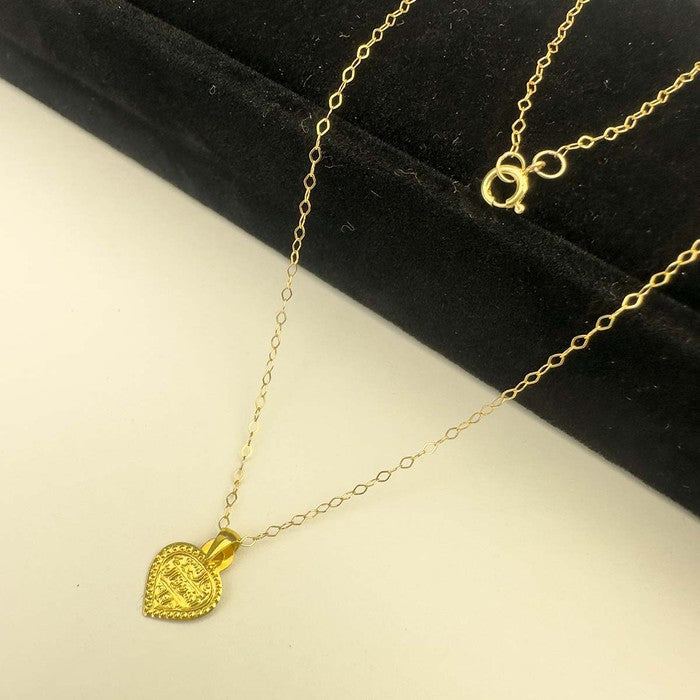 18K Real Saudi Gold Heart Necklace 041
