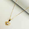 18K Gold Double Heart Stone Necklace 010 - Embellish Gold