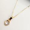 18K Real Saudi Gold Stone Heart Necklace 008