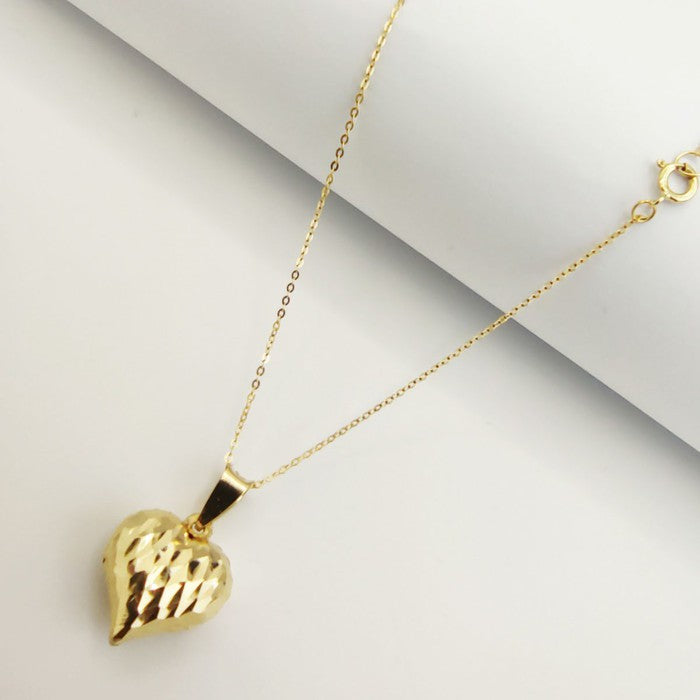 18K Real Saudi Gold Heart Necklace 011 - Embellish Gold