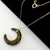 18K Real Saudi Gold Crescent Tiger Stone Necklace 027