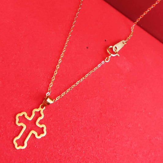 18K Gold Religious Cross Necklace 005