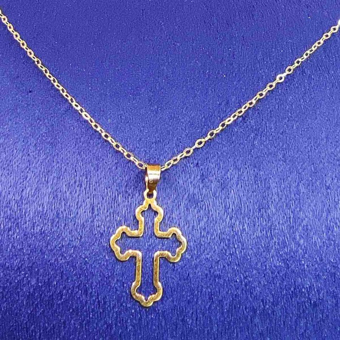 18K Gold Religious Cross Necklace 005 - Embellish Gold