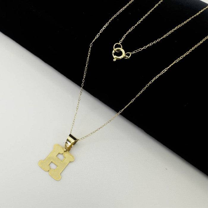 18K Real Saudi Gold Letter H Necklace