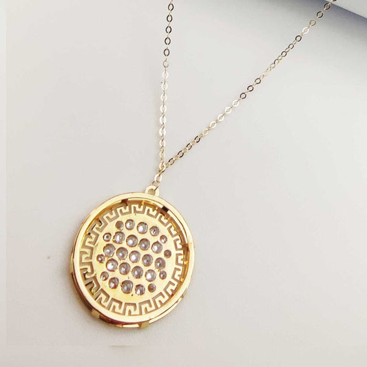 18K Real Saudi Gold Flower of Life Necklace 020 - Embellish Gold