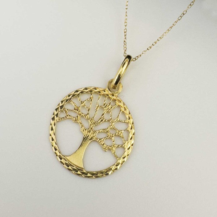 18K Real Saudi Gold Tree of Life Necklace 023