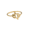 Gold ring with a floral design on a white background