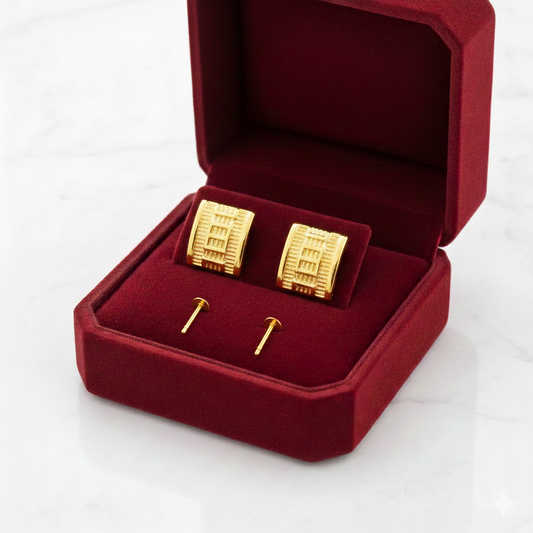 18K Real Gold Maze Earrings