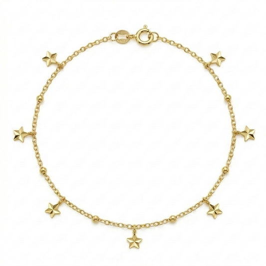 18k Gold Star Ball Anklet