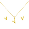 18K Real Gold V Jewelry Set