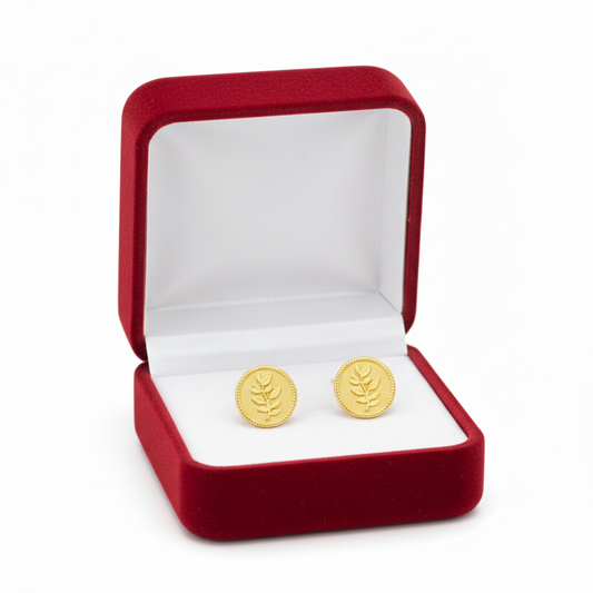 18K Real Gold Rose Earrings