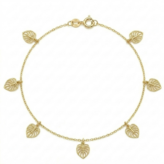 18k Gold Flower Leaf Anklet