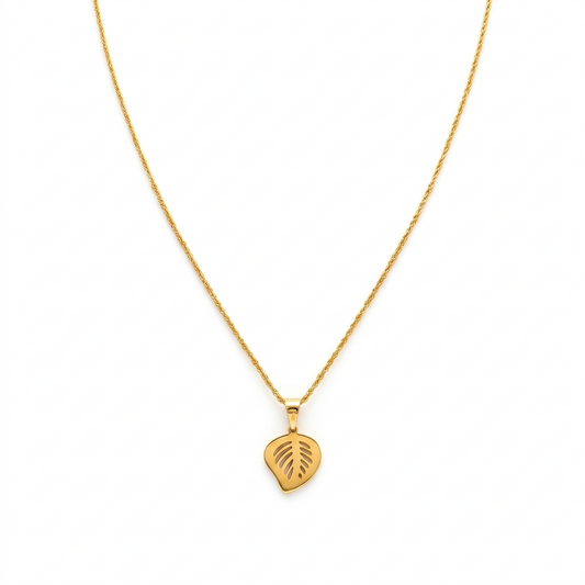 18K Real Gold Pure Leaf Necklace